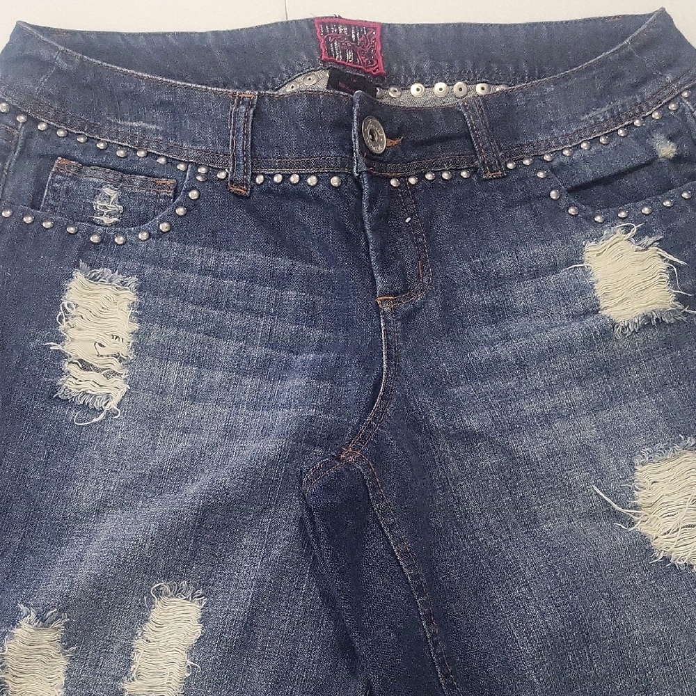 Torrid Blue Distressed Denim Jeans Shorts with Vintage Appeal